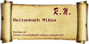 Reitenbach Miksa névjegykártya